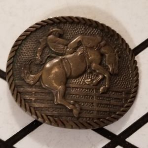 Brass lil buckaroo bronco riding horse western belt buckle cowboy cowgirl